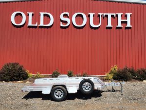 Aluma 7712H-TILT-S aluminum tilt utility trailer with extruded aluminum floor and front and side retaining rails