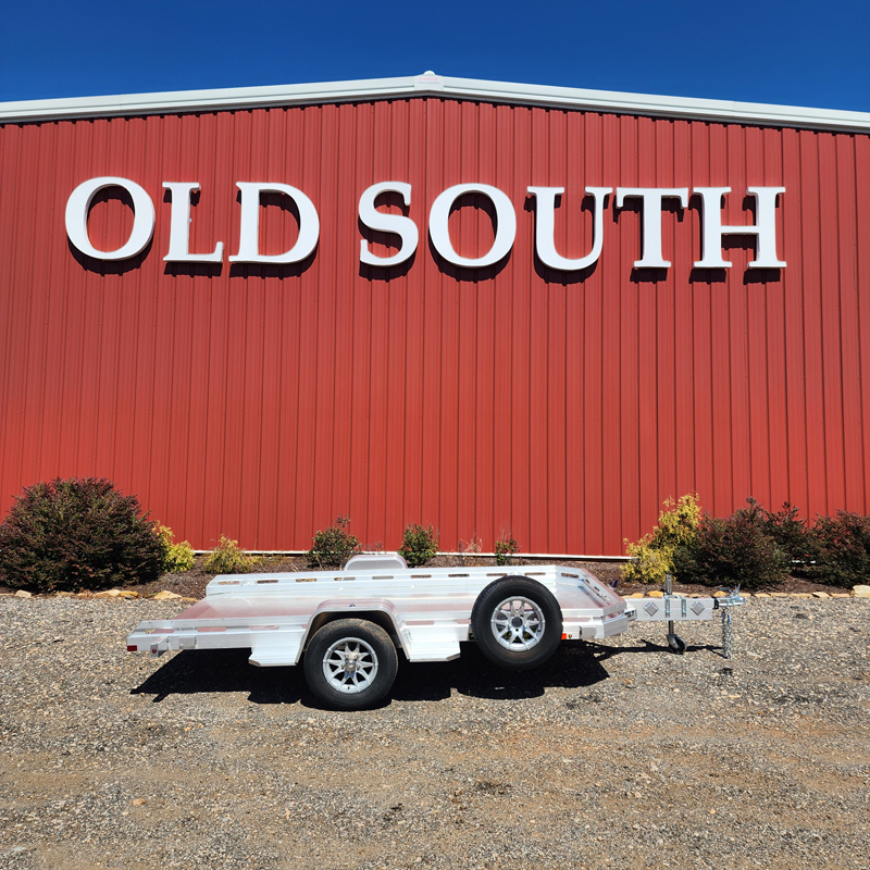 Aluma 7712H-TILT-S aluminum tilt utility trailer with extruded aluminum floor and front and side retaining rails