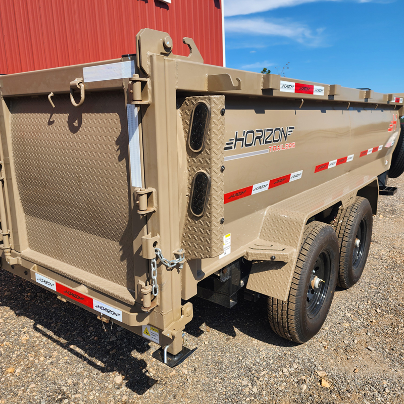 2026 Horizon HZ78314-14k-TL-3' Sides Telescopic Lift Dump Trailer (7x14), Midnight Black / Desert Tan - Image 12